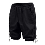 Buddha Stones Summer Casual Drawstring Side Slit Solid Bermuda Shorts Men's Straight Leg Pants With Pockets