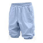 Buddha Stones Summer Casual Drawstring Side Slit Solid Bermuda Shorts Men's Straight Leg Pants With Pockets