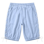 Buddha Stones Summer Casual Drawstring Side Slit Solid Bermuda Shorts Men's Straight Leg Pants With Pockets
