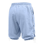 Buddha Stones Summer Casual Drawstring Side Slit Solid Bermuda Shorts Men's Straight Leg Pants With Pockets