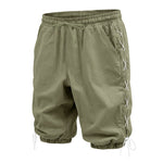 Buddha Stones Summer Casual Drawstring Side Slit Solid Bermuda Shorts Men's Straight Leg Pants With Pockets