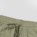 Buddha Stones Summer Casual Drawstring Side Slit Solid Bermuda Shorts Men's Straight Leg Pants With Pockets