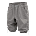 Buddha Stones Summer Casual Drawstring Side Slit Solid Bermuda Shorts Men's Straight Leg Pants With Pockets