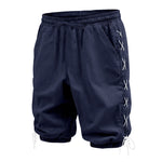 Buddha Stones Summer Casual Drawstring Side Slit Solid Bermuda Shorts Men's Straight Leg Pants With Pockets