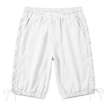 Buddha Stones Summer Casual Drawstring Side Slit Solid Bermuda Shorts Men's Straight Leg Pants With Pockets