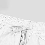 Buddha Stones Summer Casual Drawstring Side Slit Solid Bermuda Shorts Men's Straight Leg Pants With Pockets