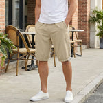 Buddha Stones Summer Casual Drawstring Side Slit Solid Bermuda Shorts Men's Straight Leg Pants With Pockets