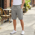 Buddha Stones Summer Casual Drawstring Side Slit Solid Bermuda Shorts Men's Straight Leg Pants With Pockets