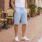 Buddha Stones Summer Casual Drawstring Side Slit Solid Bermuda Shorts Men's Straight Leg Pants With Pockets