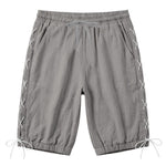 Buddha Stones Summer Casual Drawstring Side Slit Solid Bermuda Shorts Men's Straight Leg Pants With Pockets