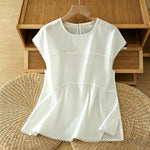 Buddha Stones Summer Casual Solid Crew Neck Women's Cap Sleeve T-Shirts Tank Top
