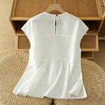 Buddha Stones Summer Casual Solid Crew Neck Women's Cap Sleeve T-Shirts Tank Top