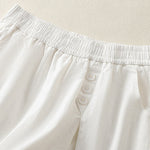Buddha Stones Summer Casual Decorative Buttons Solid Women's Shorts With Pockets