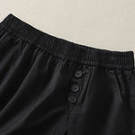 Buddha Stones Summer Casual Decorative Buttons Solid Women's Shorts With Pockets