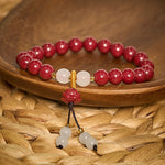 Buddha Stones Cinnabar Lotus Enlightenment Bracelet