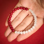 Buddha Stones Cinnabar White Cat's Eye Calm Bracelet