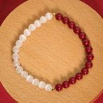 Buddha Stones Cinnabar White Cat's Eye Calm Bracelet