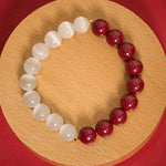 Buddha Stones Cinnabar White Cat's Eye Calm Bracelet