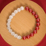 Buddha Stones Cinnabar White Cat's Eye Calm Bracelet