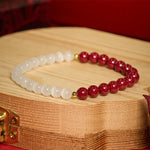 Buddha Stones Cinnabar White Cat's Eye Calm Bracelet