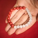 Buddha Stones Cinnabar White Cat's Eye Calm Bracelet