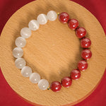 Buddha Stones Cinnabar White Cat's Eye Calm Bracelet