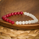 Buddha Stones Cinnabar White Cat's Eye Calm Bracelet