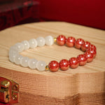 Buddha Stones Cinnabar White Cat's Eye Calm Bracelet