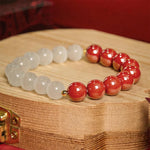 Buddha Stones Cinnabar White Cat's Eye Calm Bracelet