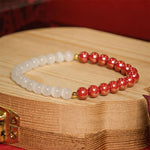 Buddha Stones Cinnabar White Cat's Eye Calm Bracelet