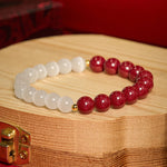 Buddha Stones Cinnabar White Cat's Eye Calm Bracelet