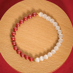 Buddha Stones Cinnabar White Cat's Eye Calm Bracelet
