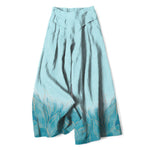 Buddha Stones Cotton Linen Gradient Leaf Pattern Women's Elastic Waist Wide Leg Pants With Pockets