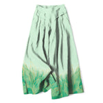 Buddha Stones Cotton Linen Gradient Leaf Pattern Women's Elastic Waist Wide Leg Pants With Pockets