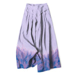 Buddha Stones Cotton Linen Gradient Leaf Pattern Women's Elastic Waist Wide Leg Pants With Pockets