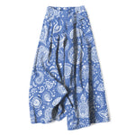 Buddha Stones Cotton Linen Olive Paisley Pattern Women's Elastic Waist Wide Leg Pants With Pockets