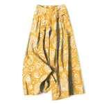 Buddha Stones Cotton Linen Olive Paisley Pattern Women's Elastic Waist Wide Leg Pants With Pockets