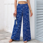 Buddha Stones Cotton Linen Cloud Pattern Women's Elastic Waist Wide Leg Pants With Pockets