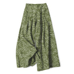 Buddha Stones Cotton Linen Cloud Pattern Women's Elastic Waist Wide Leg Pants With Pockets