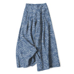 Buddha Stones Cotton Linen Cloud Pattern Women's Elastic Waist Wide Leg Pants With Pockets
