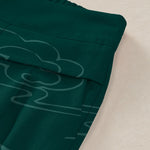 Buddha Stones Cotton Linen Lotus Line Art Pattern Women's Elastic Waist Wide Leg Pants With Pockets
