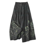 Buddha Stones Cotton Linen Lotus Line Art Pattern Women's Elastic Waist Wide Leg Pants With Pockets