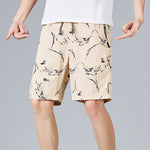 Buddha Stones Summer Drawstring Abstract Print Cotton Men's Shorts With Pockets