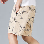 Buddha Stones Summer Drawstring Abstract Print Cotton Men's Shorts With Pockets
