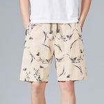 Buddha Stones Summer Drawstring Abstract Print Cotton Men's Shorts With Pockets