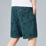 Buddha Stones Summer Drawstring Abstract Print Cotton Men's Shorts With Pockets