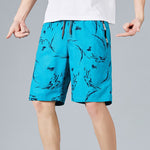 Buddha Stones Summer Drawstring Abstract Print Cotton Men's Shorts With Pockets