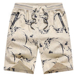 Buddha Stones Summer Drawstring Abstract Print Cotton Men's Shorts With Pockets