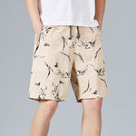 Buddha Stones Summer Drawstring Abstract Print Cotton Men's Shorts With Pockets