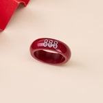 Buddha Stones Cinnabar Round Carved 444 Angel Number 888 Angel Number Blessing Ring